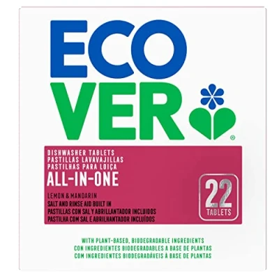 Imagen de Ecover Pastillas lavavajillas ecológicas All In One, fragancia Lemon &amp; Mandarin, 22 Tabletas