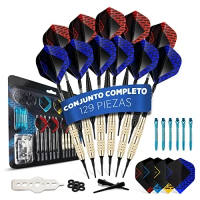 Imagen de Dardos DartPro 12 para Diana [18g] de Punta Suave electrónica Set Dardos[Incl. 6 barriles dardo + 21 Plumas dardo]
