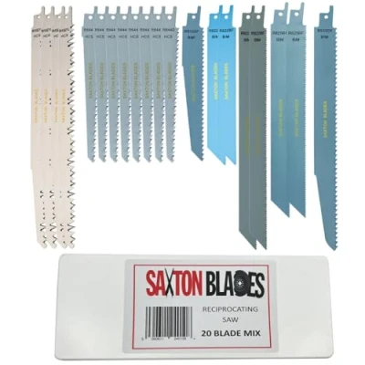 Imagen de Saxton RPR20MXA Juego de 20 hojas sierra sable (madera, metal y demolición), compatible con Bosch, Dewalt, Makita