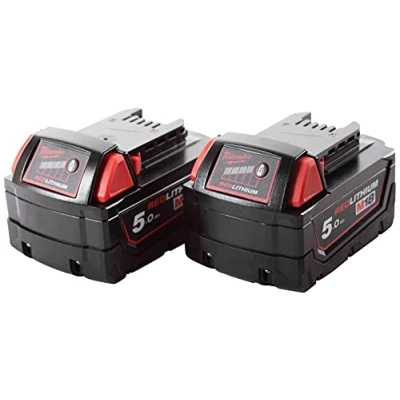 Imagen de Milwaukee Pilas M18B5 18V 5Ah, 2 Unidades, 18 V, Color Rojo