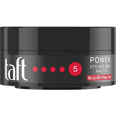 Imagen de Taft Styling Wax Power con grado de retención 5 (75 ml), estructurado como una cera para el cabello y se mantiene un gel pelo, sin pegar, hasta 48 h potencia