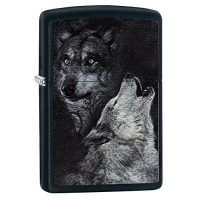 Imagen de Zippo Wolf Mechero de Gasolina, latón, Color Negro Mate, 1 x 6 cm