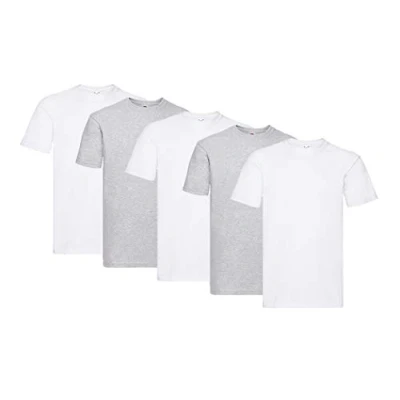 Imagen de Fruit of the Loom Camiseta de Manga Corta para Hombre Super Premium (Paquete 5), 3blanco2gris, XL