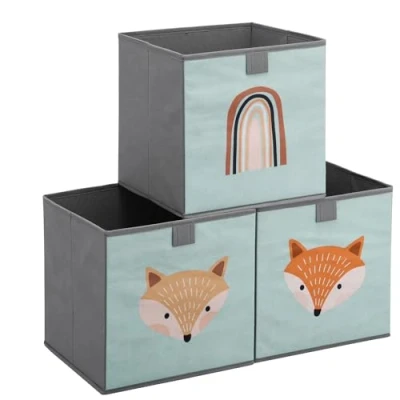 Imagen de Navaris Caja Juguetes Plegable 3X Organizador Infantil 28 x cm Set de Almacenaje Plegables Cesta para Guardar Peluches