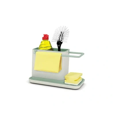 Imagen de Joseph Caddy Organizador para fregadero de cocina con soporte esponjas y colgador paños Piedra/Salvia