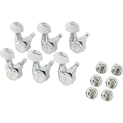 Imagen de Fender Clavijas Bloqueantes para Guitarra Eléctrica Stratocaster/Telecaster, Brazo Corto, Set de 6, Cromo