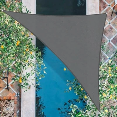 Imagen de HENG FENG Toldo Vela de Sombra HDPE Triangular 3x3x4.25m Protección Rayos UV Resistente Transpirable para Terraza Patio Exterior Jardín Color Antracita
