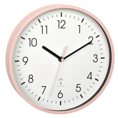 Imagen de TFA Dostmann Reloj de Pared analógico inalámbrico 60.3550.16 Alta precisión, Moderno, analógico, segundero Rosa, Cubierta Cristal, para salón, Entrada, Regalo, 245 x 42 mm, Color Rosa