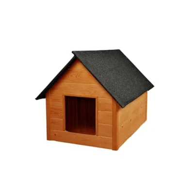 Imagen de WOODOK Casa de Perro Grande Aislada Caseta Madera Impermeable y Resistente al Clima, Ideal para Invierno, Confort Protección Total Tu Mascota, Dimensiones Exteriores 82x58x47 cm Teak