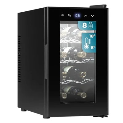 Imagen de Vinoteca Cecotec Bolero GrandSommelier 830 CoolCrystal, Termoeléctrico, 8 botella, 18C, LED, Táctil, 21 l, CoolCrystal