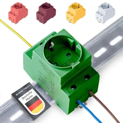 Imagen de B+G E Tech GS16 Toma Schuko para Carril DIN 16A 230V 2P+E integrada instalación en Cuadro de distribución, Armario Control, Contador, Seguridad Montaje
