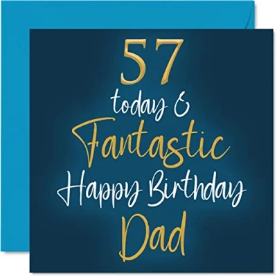 Imagen de Fantásticas tarjetas de cumpleaños 57 para papá, Today &amp; Fantastic, tarjeta feliz papá hijo e hija, regalos padre, felicitación