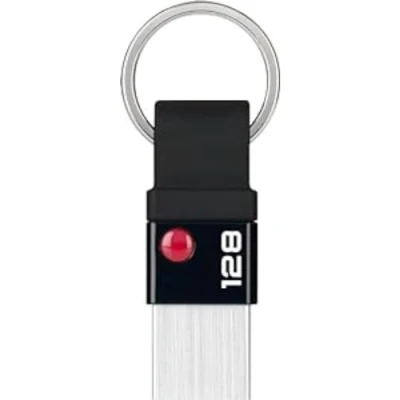 Imagen de EMTEC Memoria USB 3.2 Nano Ring T100, Capacidad de 128 GB, GB Compatibilidad Universal 3.0 ECMMD128GT103 Diseño Exclusivo con Anillo Llavero Ultra Fino, sin Tapa