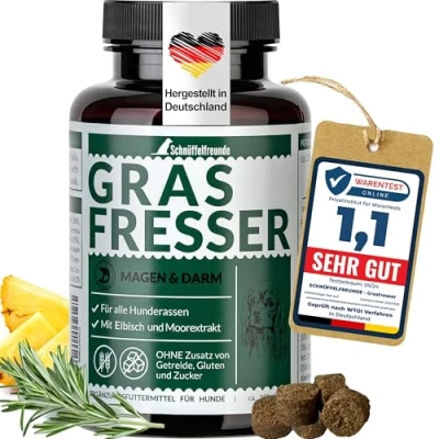Imagen de Schnüffelfreunde Grasfresser Drops I Suplemento para la digestión de Perros al Comer Hierba Comprimidos el Apoyo digestivo nutricional (150g)