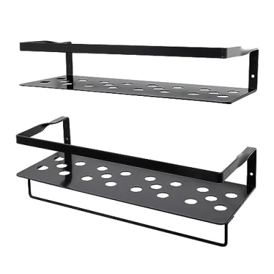 Imagen de Uten Juego de 2 Baldas Pared, 40CM Largo Estantes Pared Clásicos Modernos con Toallero, Ahorre Espacio, para Salon Cocina Baño Dormitorio