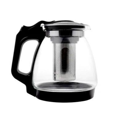 Imagen de NORDIC SCHILLER tetera de cristal, resistente al calor, con tapa, 1,7 litros, colador, térmica filtro acero inoxidable, colador cristal