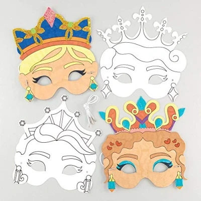 Imagen de Baker Ross Kits de caretas princesa para colorear (Pack 8) Actividad manualidades infantiles decorar y disfrazarse