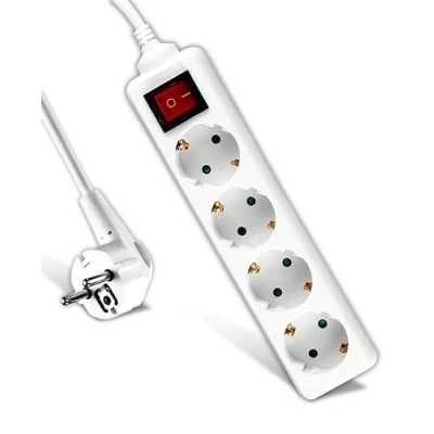 Imagen de V TAC Regleta de 4 Enchufes con Interruptor y Cable 1,5 Metros Enchufe Múltiple Tomas Corriente 16A Shuko para el Hogar, Oficina, Tienda, Garaje 250V Compacta Práctica