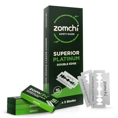 Imagen de ZOMCHI cuchillas de afeitar doble filo 50 recambio Cuchilla para hombre y mujer se adapta a todas las máquinas estándar
