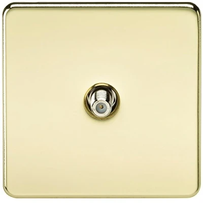 Imagen de Knightsbridge SF0150PB (Sin aislada) Salida Tornillos de 1 Banda, latón Pulido, Screwless 1G Sat TV Outlet (Non Isolated) Polished Brass