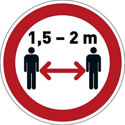 Imagen de Durable Pegatina de suelo para mantener la distancia 1,5 2m, extraíble, diámetro 43 cm, rojo blanco, 104103