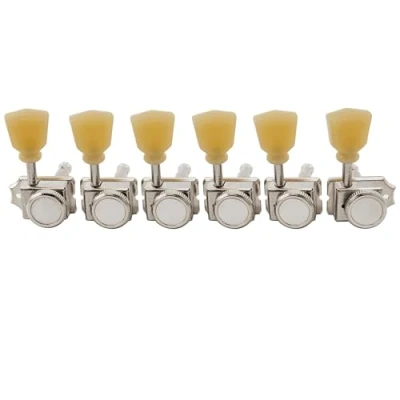 Imagen de Musiclily Pro Vintage 6 en Línea Guitarra Clavijas Afinación Bloqueo Locking Tuners Clavijeros Bloqueantes para Eléctrica Strat Tele, Níquel Keystone Button