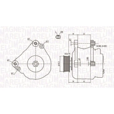 Imagen de MAGNETI MARELLI 063731729010 Alternador 12V 110A VOLKSWAGEN: Golf 5, Polo IV Hatchback, Plus / Crossgolf, SEAT: Altea XL, Leon II Hatchback