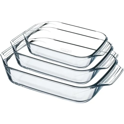 Imagen de Pyrex Irresistible Set de 3 Fuentes para el Horno Extrema Resistencia a Choques Térmicos, Unidades, Transparente