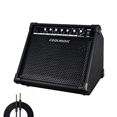 Imagen de Coolmusic DM30 Amplificador de batería o teclado electrónico, 30 W, entrada auxiliar y Bluetooth, 2 entradas, ecualizador 3 bandas salida directa