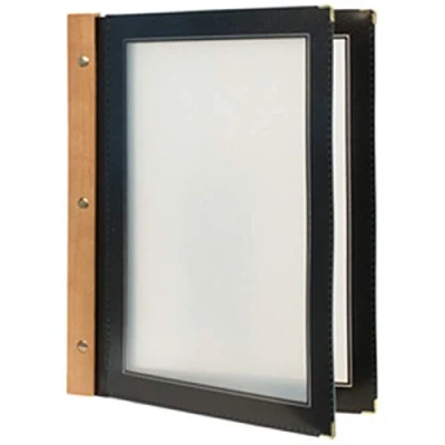 Imagen de Madera Columna Holder Menu A4 Negro con 2 insertos (4 páginas).