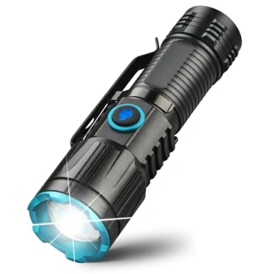 Imagen de UltraFire linterna LED recargable, 1000 lúmenes, zoomable, mini linterna, 4 modos de bolsillo, superbrillante XPH50 LED, pequeña con batería