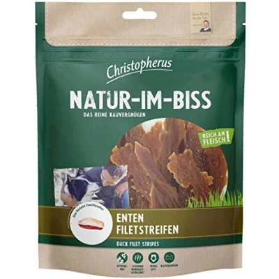 Imagen de Christopherus Palillos para Masticar Perros, Tiras de Filete Pato, Secado al Aire Caliente, mordida Natural, 300 g