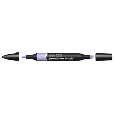 Imagen de Winsor &amp; Newton Promarker Brush Rotulador Doble Punta, Punta Pincel, Tinta Base Alcohol, Color Lilac (v327)
