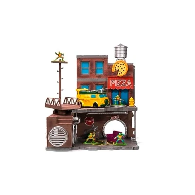 Imagen de Jada Toys Ninja Turtles Nano Scene Turtle Lair (30 x 25 cm) Telón de Fondo para coleccionar Figuras Juguete (Incluye 4 Tortugas Mutantes Adolescentes Metal y Accesorios Juego, a