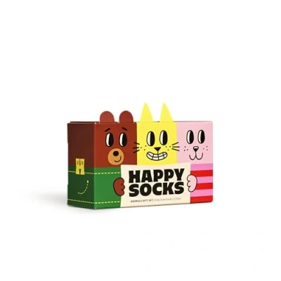 Imagen de Happy Socks pack de 3 calcetines algodón para niño, divertidos estampados animales cumpleaños