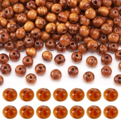 Imagen de PandaHall 200 Uds cuentas de bolas redondas madera 8mm espaciador sin plomo sueltas Burlywood para hacer joyas