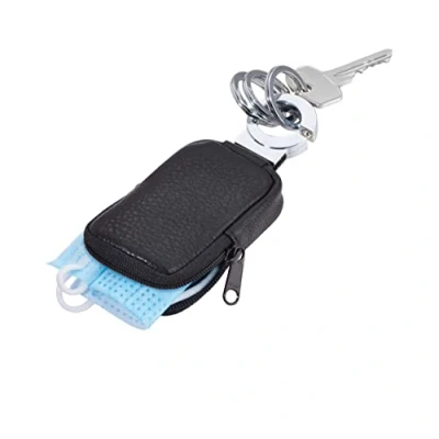 Imagen de TROIKA POCKET CLICK KR8 77/LE Llavero Bolsillo (cambio suelto) Llave de coche Cremallera Cierre práctico Cuero/Metal Negro Original, Negro, 12 cm,