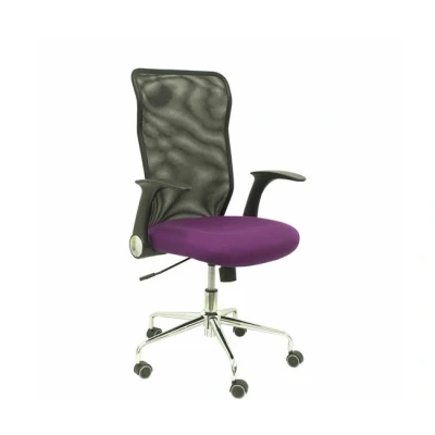 Imagen de Minaya Silla de Oficina ergonómica con Mecanismo basculante, Brazos retráctiles y Regulable en Altura Respaldo Malla Transpirable Asiento tapizado Tejido Bali Color Morado