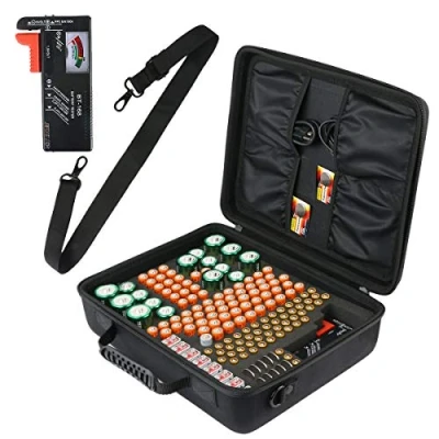 Imagen de co2CREA Funda para Organizador de Batería, Caja Organizadora Pilas Dura con Capacidad 155 AA AAA C D9V Comprobador Digital Batería BT 168D (Caja Grande, Tester)