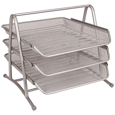 Imagen de Bandeja sobremesa metalica q connect kf00822 rejilla plata 3 bandejas movibles 350x278x275 mm