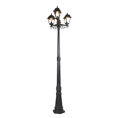 Imagen de Qazqa Clásico/Antiguo Farola clásica negra 3 luces IP44 CAPITAL Vidrio/Plástico Alargada Adecuado para LED Max. x 15 Watt