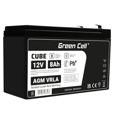 Imagen de Green Cell Recambio de Batería Gel AGM 12V 8Ah Rechargeable Pila Sellada Plomo ácido sin Mantenimiento Reemplazo para Sistemas Alarma Antirrobo Video vigilancia
