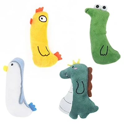 Imagen de JINGSHUBO Juguete Hierba Gatera 4 Piezas Juguetes del Catnip Almohada Gato Interactivos Mascota Chew Bite Suministros Limpiar los Diente Limpieza Dental para Gatito