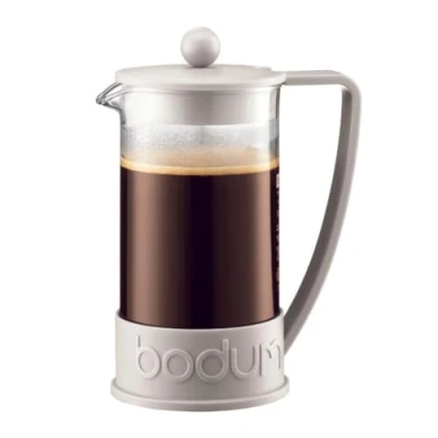 Imagen de Bodum French Press System Brazil 8 Cups 1 L Cafetera émbolo, Vidrio, plástico, Blanco Crema, Tazas