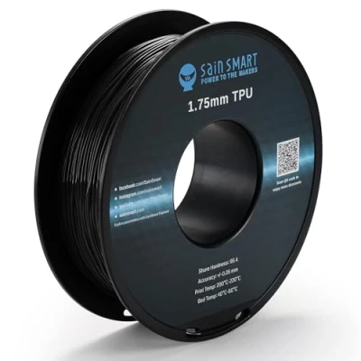 Imagen de SainSmart 1.75 mm flexible de TPU Impresoras 3d Bobina Filamento 800 g, Negro