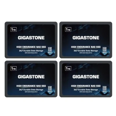 Imagen de Gigastone Enterprise ssd 1TB NAS caché (Paquete de 4) TLC 24/7 elevadas Resistencia empresarial Servidor centros Datos Raid Almacenamiento Conectado a la Red 2.5&quot; SATA Interna Disco Duro