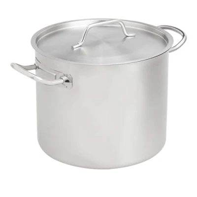 Imagen de Amazon Basics Olla de acero inoxidable con revestimiento aluminio y tapa, 11,4 l (Anteriormente Marca AmazonCommercial), Plata