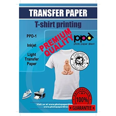 Imagen de PPD A5 x 10 Hojas de Papel Transferencia Térmica Para Camisetas, Mascarillas y Tejidos Claros Impresoras Inyección Tinta Inkjet 501