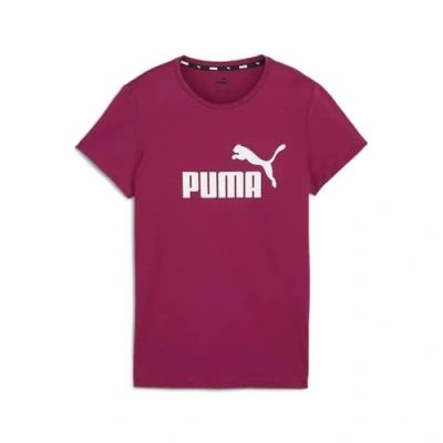 Imagen de Puma Essentials LOGO Rundhals Kurzarm Camiseta estampada, Mujer, Talla: XL, Magenta gleam