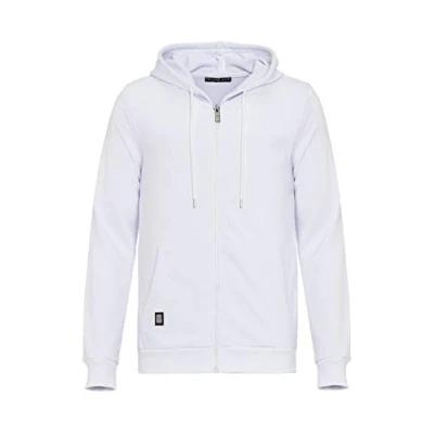 Imagen de Sudadera Deportiva Unicolor para Hombre Suéter con Capucha y Cremallera Premium Basic Blanco L
